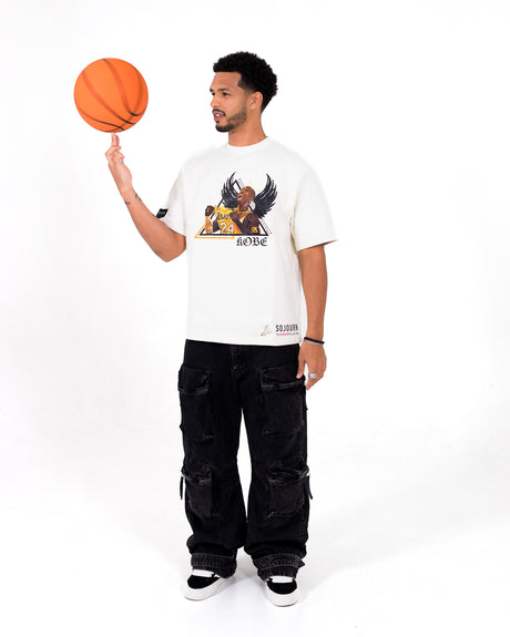 Kobe Bryant white fleece T-shirt by Sojourn Arts