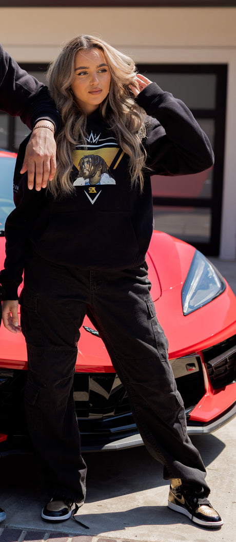 J Cole King hoodie with hand-painted portrait